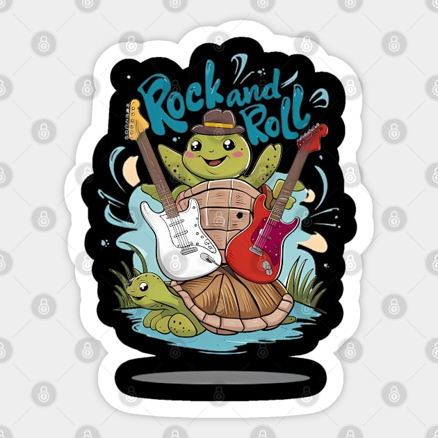 Turtle Jam Session Rock And Roll Sticker by coollooks